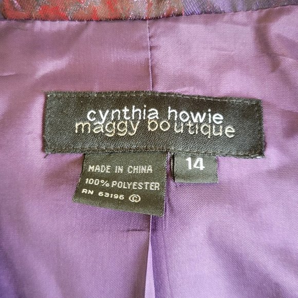 CYNTHIA HOWIE Maggy Boutique Purple Brocade Floral Skirt Suit 14 - Picture 6 of 6